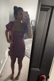 I ordered a XS because I prefer the length to be short on my body since I am already shorter in height. the dress fit me great all around and is very true to size. At least for me I didn't think it was too short. The pattern is so adorable and it comes exactly like the picture. The colors are vibrant and the puffy  sleeves are so fun. The material is great quality but does not have a lot of stretch at all so consider that if you are between sizes. - Kara S.