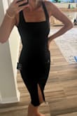 I originally bought a small but returned it for an XS. The small rippled a bit on my hips and left a gap in my cleavage. Xs fit perfectly. Timeless dress - Micaela M.