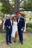 Wore this to a red, white, and blue wedding and felt beautiful and comfortable the entire time. Fabric is forgiving, not see through (important for undergarment selection or omission) and hugged all my curves perfectly! - Virginia M.