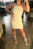 I usually wear size S and it fits perfectly! Ordered it for my pre-wedding dinner, and paired it with Lulus sandals. I love it! The only thing is it looks a bit weird around the nipple area but I guess it will be okay if ironed. - Lilit M.