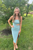 I love this dress! It fit nice! I was hard to zip up from the side. The only way I got it to zip was if I turned it so the zipper was in the front of me and zipped it and turned it back. Super flattering! I got a lot of compliments! - Andrea P.