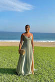 I loved this dress! Wore it for a wedding. It was very comfortable= - Mariana L.