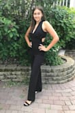 This jumpsuit is so flattering and I have received so many compliments when wearing it that I bought it in another color as well. I ordered a medium which fits great but was a bit long since I am only 5'4" so I had to have it shortened. I love the fit and the fabric. I highly recommend this one. - Shannon S.
