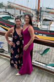Love this dress! I am an athletic build, and it hugged me in all the right places. Length was also spot on, I am 5'7" and wore a 3.75 inch heel. I was even able to change into flipflops for dancing and was not stepping or tripping over it. The color is a bit darker than pictured with the model, but still a beautiful color. Also want to add, for all my hot and sweaty ladies (it happens) the color did not bleed or show any signs of my sweaty dancing self. Would absolutely recommend this dress. - Ashley S.