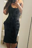 Silky little black dress. Fits amazing.
I have a different one I bought at target but for some reason I couldn't say no to this one it's conservative but still sexy. Total win. Lulus has become my new favorite store. Customer service is also excellent with any issues.
I apologize for the muggy photo. - Jennifer G.