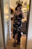 I purchased a few dresses as options for a wedding I am going to in early fall. This fit my body perfectly, and the ruffles/hi-lo detail really worked well without being overwhelming since I'm on the more petite side. - Catherine B.