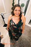 I liked how this dress looked in theory, but it was hard to get it to fit just right. I had to use a lot of safety pins and dress tape. It was tight at my waist and then loose around the bust. Then, by the end of the night one of the straps broke (it was not the end of the world). - Simone A.