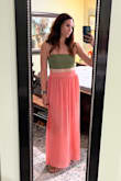 I like this skirt if worn with a shirt similar to the model (tight and mid-drift showing). Doesn't pair well with tucked-in shirts IMO. Would be super cute as a bathing suit cover-up. - Rachel B.