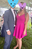 This dress fit exactly as expected. Very flatting for my pear shape and everyone complimented me saying I looked like sophisticated Barbie :). - Angela B.