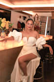 My ceremony dress was also from Lulu's but for our wedding reception, we had a walking parade in the hot, humid DC summer so I wanted to wear something breathable, fun, and bridal. I paired it with my veil and these detachable sleeves and I LOVED this look. I felt like Selena Quintanilla Perez. I wore sneakers so I had to take the pant legs up a little at the tailor but this was such a fun, cute wedding look that allowed me to actually enjoy my wedding. AND BEST PART, I will wear this again on New Year's/other occasions. - Ana P.