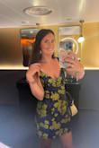 I got this dress for a cruise I went on with my girlfriends. I was so happy I decided to get this dress the green leaves with the black really make my hazel eyes pop. Also, I was nervous about having to wear a slip underneath but no need! It is so form-fitting I ordered a size small and I'm 5'7 with a B cup. Surprised with the material that it was so well made. - Noelle S.