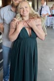 I just recently had a baby so I'm not in my normal sizes. I honestly didn't know what size I would need so I ordered a large and had it hemmed! It was adorable!

I wanted a dress I could easy breast feed in. The plus side, it worked great! The down side is I felt my boobs were out on full display.

The other part of the dress I didn't love were the straps. They're very thin and by the end of the night my shoulders were wrecked from them digging in.

All around though I did love this dress! - Bree W.