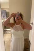 The dress is soft, quality materials! I was worried about the fit on my stomach and it's flattering to my body type. I chose this to wear after the ceremony on my wedding and I almost want to wear this the whole day! - Jami K.