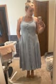 I'm six weeks postpartum and needed a dress with easy boob access for a friend's summer wedding. Most dresses look frumpy or are clearly made for postpartum. Not my style. This dress was perfect though with the button front. It made the girls easily accessible but still looked really cute. I normally wear a medium, which I did order, but found that the bust was way too small now. Had to size up to a large just to fit the girls. - Kelsey M.