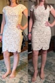 I bought the medium 1st and it was to large (gapping on  back above zip and not fitted in torso) so I bought a small fit perfectly, I loved this dress. I bought it for family photos but end up returning because I felt it was to busy. I usually wear a small 4/6 and the small fit perfectly. 
I have one negative comment and that is the lace, it is not evenly cut and placed. (Photo attached is medium on left and small on right) - Cailyn B.