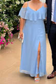 Fit just right , I had to get altered because it was too long and the front flutter was uneven. In total dress came out to more than usual what it cost. Decided to keep it because my kind was set on color and the fit in bust area was perfect. - Ivette D.