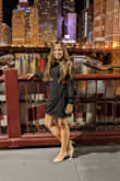 This dress has become my go-to for so many events - date night, dinner with the family, church events, etc. It's super comfortable and flowy but also super flattering. It's great for fall/early winter when it's too cold for short sleeves. It can also be dressed up or down! I wore this for our anniversary trip to Chicago and it worked with heels for dinner and it didn't look half bad with converse for walking around the city either. The perfect dress! - Sabrina P.