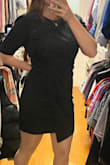 I cannot rave enough about this dress! I originally bought it for my boyfriends company dinner at a country club and it did not disappoint. I wanted to impress, but not in an overly showy or sexy kind of way. This dress hid my belly with the flowy layer in front; it hid my upper arms with its snug half sleeve; it showed off my legs, but was not inappropriately short.
I also wore this dress for my grandfathers wake/funeral in July and felt it fit that occasion appropriately as well.
Very versatile, flattering, and a winner! I also got it in the dark blue! - Amanda B.