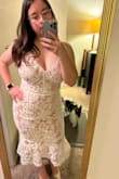 The description said it would fit a little loose but form fitting and it was absolutely perfect! This was my dress for my wedding reception as the bride and I got so many compliments it was amazing! I was able to dance and everything! - Claire