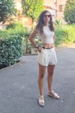 Very cute shorts, perfect to wear at the office, not see-through (there's another layer of fabric on the inside). Too bad they get wrinkled easily. - Gemma G.