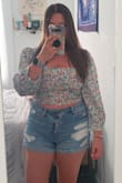 Love this top! It's very pretty and can be dressed up or down. I'm normally a medium in tops but I had a feeling it would be tight for someone with a bigger chest and the large fits great. - Jade A.