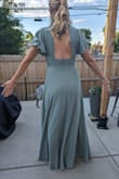 I love the color! The dress is long, but I purchased more of a platform heel and I don't think I'll have to get it altered. It's a very pretty dress and I was pleasantly surprised by the quality. It's my first Lulu's order and after trying this dress I'm sure I'll order more in the future. - Rebecca I.