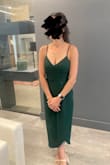 This is a beautiful dress but two major complaints. 1. The fabric very easily wrinkles so needs to be steam pressed before an event. 2. The clasp at the top of the zipper dug into my back whenever I sat back in a chair, which was extremely uncomfortable/ painful and left a pretty bad mark by the end of the night, nearly broke skin. - Sam S.