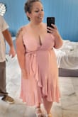 I bought this for a destination wedding. I thought it was super cute online but didn't really like it once I received it. The material isn't very comfortable if you're going to be anywhere hot. Also I don't like the wrap feature of the dress. I was worried the dress would come undone and I would flash everyone. It didn't but I was constantly adjusting. Also the chest area was a little small so I was worried I was going to pop out all night. - Michelle W.