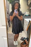 this dress was perfect for the Taylor Swift concert! comfortable, glittery, and so cute. I was pleasantly surprised that the sequins weren't itchy. I'm between a small and medium and got a medium and was super happy with that, I didn't want a tight fit so this was more of a looser t-shirt dress fit. planning to wear again for a space-themed wedding and think it'd be perfect for New Year's eve. highly recommend! - Danielle W.