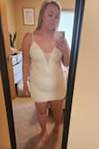 This dress is gorgeous with high quality beadwork. As long as I weather light colored undergarments, it will not be see through. Only thing is I wish it was a little longer. Based on other reviews I sized up from L to XL. I'm hoping to lose some weight but regardless, I will still wear this for my bachelorette party! - Amanda B.