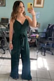 I love this jumpsuit. Very comfy and flattering. The only thing it was too long for me even with heels. - Kristina M.