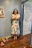 I bought this dress for my brothers wedding next June. I love the pattern and the flow but the XL was to small for my chest. So I ordered a 1X and it fit way better and I don't have to get altered or wear a tank top underneath. First picture XL and second picture 1X. I also bought my shoes from lulus as well. - Susan R.