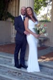 I wore this dress for my elopement. It was a little long so I had it hemmed and I had the straps changed to remove the adjustable portion (didn't want any malfunctions). The material is stretchy and the liner prevents it from being see through. It was the perfect, elegant dress and I highly recommend! - Kelli C.