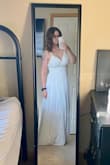 Got this for a simple courthouse ceremony, fit just right except for being too long!! Simple hem and it'll be perfect. - Britney H.