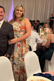 Loved this dress, I got a large,  it was very tight around the ribs, but it was ok for a night. It fit my boobs perfectly. 

I had it hemmed 3 inches for 2 inch heels. I loved the fabric and someone asked me if it was a designer dress, I was very happy overall. - Wendy O.