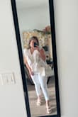 Really cute style of shirt. It was more blue/white than I was expecting but I actually dyed it in a pot with 4 tea bags for like 5 minutes and it's the perfect cream color now! - Jasmine N.