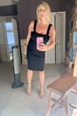 It's perfect. The stretch holds everything in, it will travel well and not need ironing, the length is perfect and classy, love the neckline and straps. My husband was like, WOW!!
So happy with this purchase. - Carolyn K.