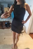 I love this dress. I wore for a date, and he liked it too ;) This dress is super form fitting. It was tighter than I had expected. I couldn't even wear a bra with it, even though the coverage would normally allow for one, because of how tight the dress fits. I wore nipple covers, which was fine, but honestly, I don't know how the other women with larger bodies and breasts were able to squeeze themselves into a small. I would order this again if it came in another color. - Bridget M.