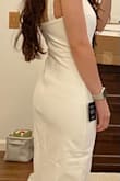 I like how this dress looks on me but I have one complaint. The zipper weirdly stands up in the back on my butt and the zipper also gets stuck halfway through. I will be wearing it to my courthouse wedding! - Vanessa F.