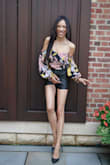 This is so gorgeous! I pair it with shorts, dressy capris or a pencil skirt. It's a built in bodysuit that is stunning on many different body types. LOVE. - MelissaRoshan P.