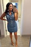 I wore this to a country concert and loved it!  I did a medium and am thankful I did.  It was a little snug with no stretch but it fit good! - Anna T.