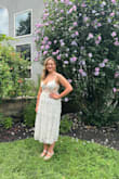 This dress was absolutely stunning! It was the perfect outfit for my "Love in Bloom" bridal shower, and I got so many compliments! It fits me like a glove. I will say that the bust seems to run a bit small so size up if you're worried about being in between sizes there. But overall, this dress was super flattering, and was great for the hot weather we had that day! - Kelly C.
