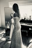 This dress is absolutely beautiful-talk about a million-dollar look on a budget! It contours my body shape & I have a very small rib cage and bust with wider mama hips, yet this dress is so flattering. I love the very simple and short train it offers too. The only downfall for this dress on my body is the limited movement around the arms... I wish it was stretchy lace material around the armpits to allow more range of motion to dance and throw my hands up. Honestly, love the dress. Amazing for the price. - Linsay J.