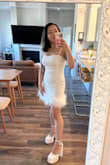 I feel so classy and cute! I am wearing this to my bachelorette in NYC!
It fits well, it's a tiny bit see through so you need something to cover your top area
I paired it with some shoes I ordered from lulu as well - Merryann N.