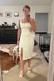 This is an absolutely beautiful dress and it's perfect for my engagement party. I'm completely obsessed with it! It fits fantastic, it's nice and thick but also stretchy. It is a touch longer than I expected but with the heels on it looks great. - Brooklyn H.