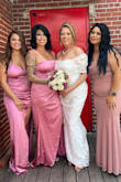 Beautiful dress. Received many compliments. My suggestion is to take it to a seamstress and have them insert cups so you can go braless. It will give you a better fit and look. - Jenny R.