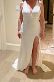 Loved the long train on this, but it's too va-va-voomey for my super simple wedding ceremony.  Too much cleavage  :) - Adrienne N.