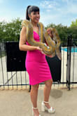 This dress fits and feels great! The material is comfortable, has a nice stretch, and I like the thickness of it. This dress is tall girl approved! I liked how it hit above my knees and I didn't have to fuss with my dress to keep it from riding up. - Soana H.