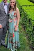 Bought this for a wedding. I loved the fit. I wore 2-inch heels and needed it hemmed which I expected with a full-length dress. - Kayla H.