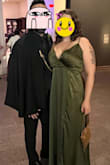 This dress is gorgeous. It was the perfect color and the fabric was so pretty. I got a ton of compliments. I did have to have it hemmed as it was a little too long even with heels. I also originally ordered the large which I really thought was going or fit but I could barely get it zipped and it was just too tight around the waist. The XL fits great. I used boob tape and it worked perfectly. - Carol W.